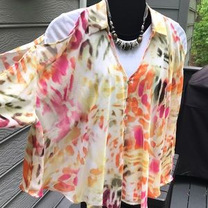 Semi-sheer Cold Shoulder Blouse